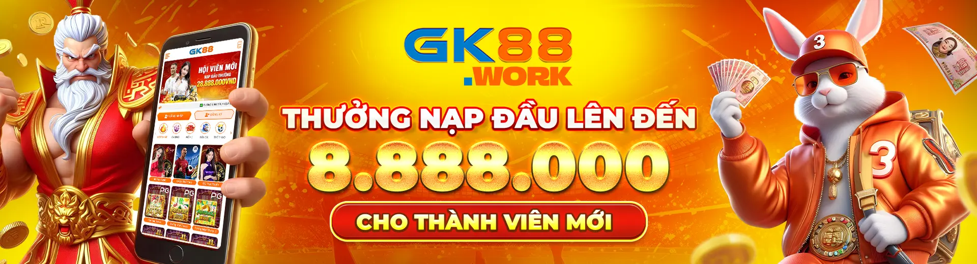 THƯỞNG NẠP ĐẦU LÊN ĐẾN 8.888.000 CHO THÀNH VIÊN MỚI